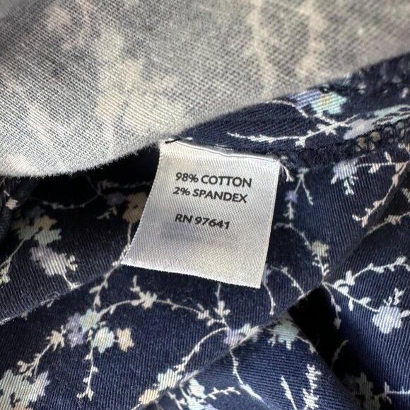 J. Jill Ditsy Floral Straight Leg Cotton Pants Size 16 Tall Blue Office Casual - Picture 7 of 13